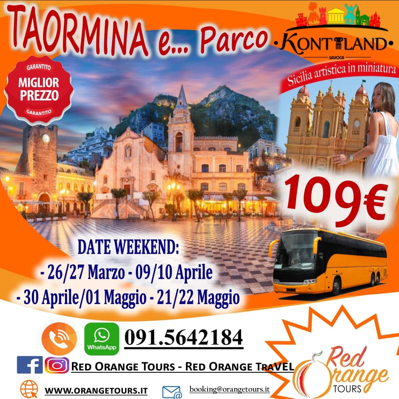 TAORMINA WEEKEND NATALIZIO - 11/12 DICEMBRE - EVENTO SPECIALE RED ORANGE TOURS E TUTTO COLORATO VIAGGI
