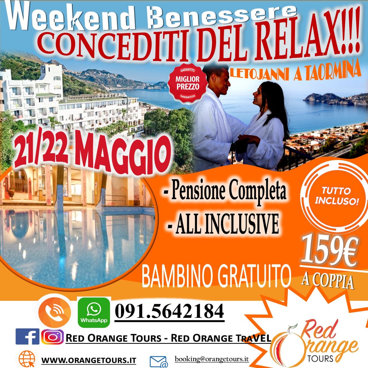 BENESSERE LETOJANNI WEEKEND NATALIZIO - 11/12 DICEMBRE - EVENTO SPECIALE RED ORANGE TOURS E TUTTO COLORATO VIAGGI