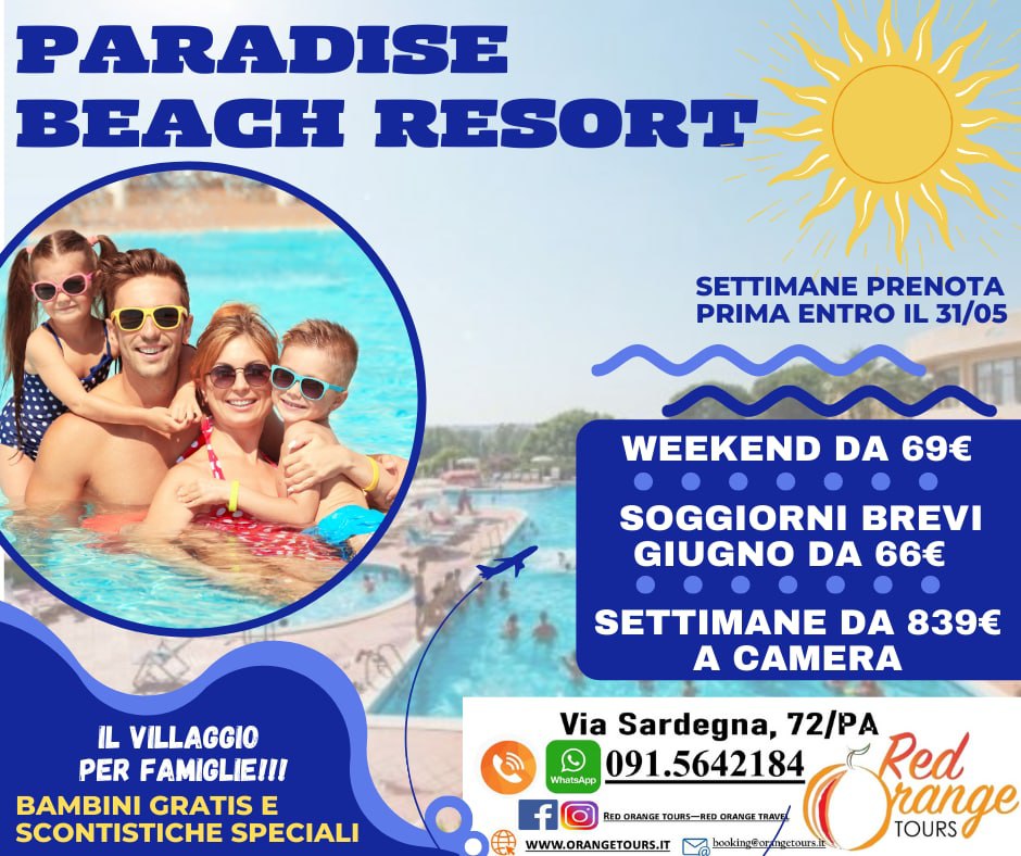 PARADISE BEACH WEEKEND NATALIZIO - 11/12 DICEMBRE - EVENTO SPECIALE RED ORANGE TOURS E TUTTO COLORATO VIAGGI