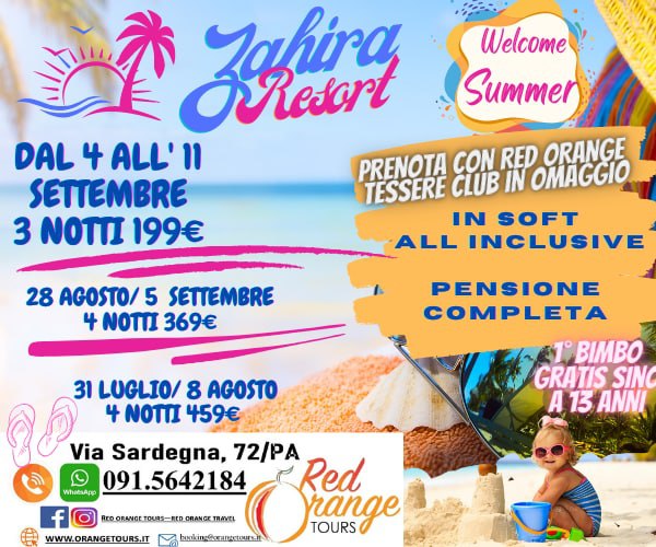 ZAHIRA – SETTIMANE WEEKEND NATALIZIO - 11/12 DICEMBRE - EVENTO SPECIALE RED ORANGE TOURS E TUTTO COLORATO VIAGGI