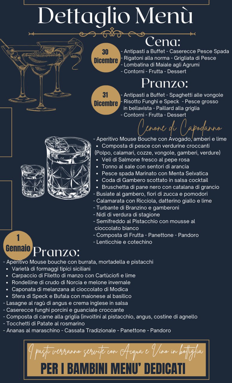MENU’ CAPODANNO CAPODANNO 2022 A CEFALU' CON RED ORANGE TOURS!