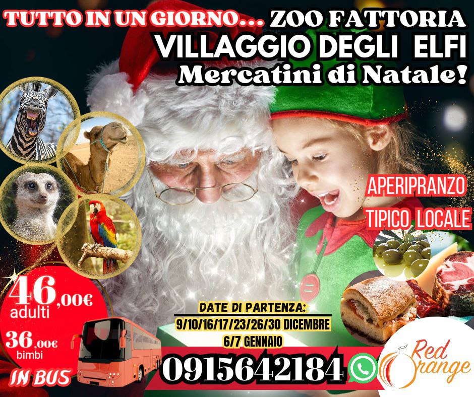 VILLAGGIO DEGLI ELFI E FATTORIA GIORNALIERA WEEKEND TUTTO NATALIZIO CON I MERCATINI DI NATALE DI ERICE, VILLAGGIO DEGLI ELFI DELLA CASA DI BABBO NATALE!!!